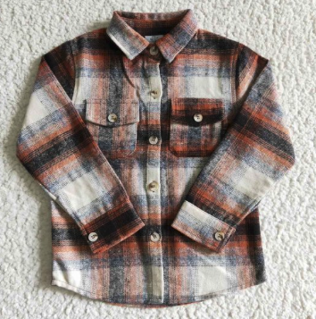 ORANGE/BLK/CREAM BUTTON UP FLANNEL