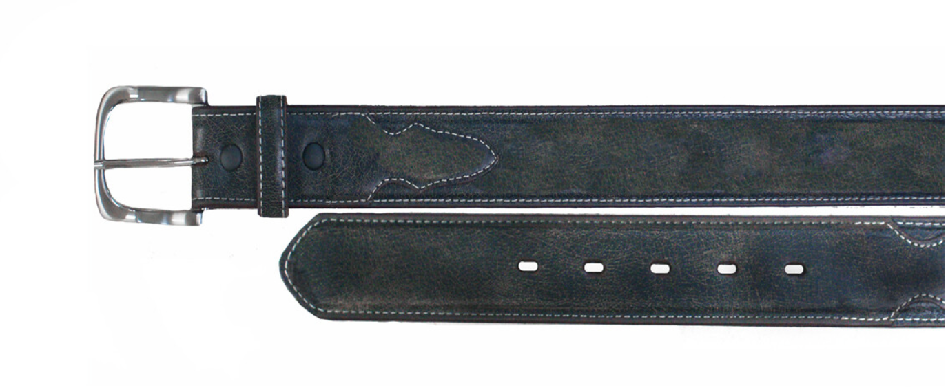 DISTRESSED BLACK LEATHER TWISTED X BELT