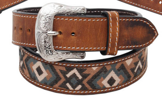AZTEC CLOTH AND LEATHER TWISTED X BELTS