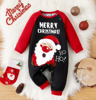 BABY SANTA RAGLAND SLEEVE ONE PIECE
