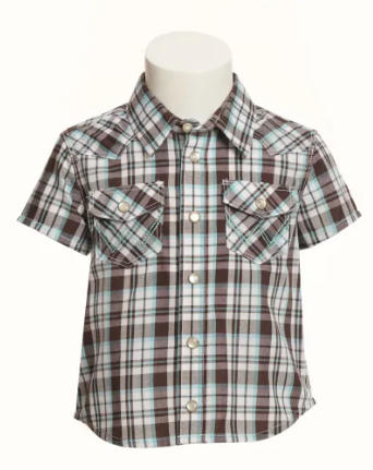 WRANGLER BABY PLAID BROWN & TURQUOISE