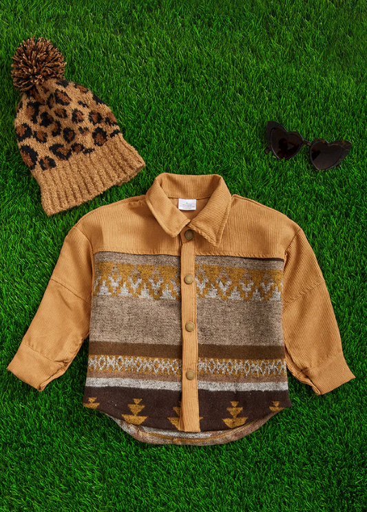 UNISEX KIDS CORDUROY SLEEVE BUTTON UP