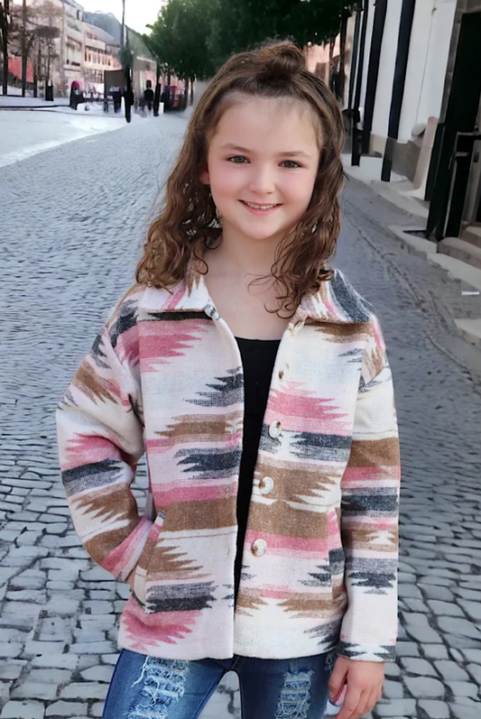 GIRLS PINK AZTEC JACKET