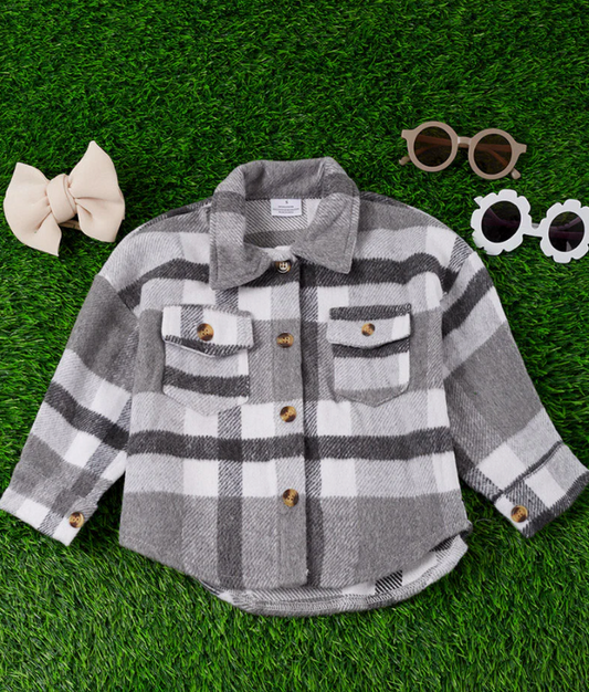 UNISEX KIDS FLEECE PLAID SHACKET