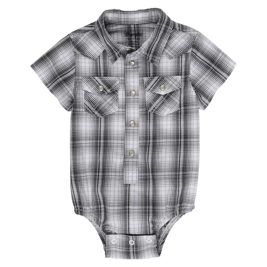 WRANGLER BABY PLAID GREY ONESIE